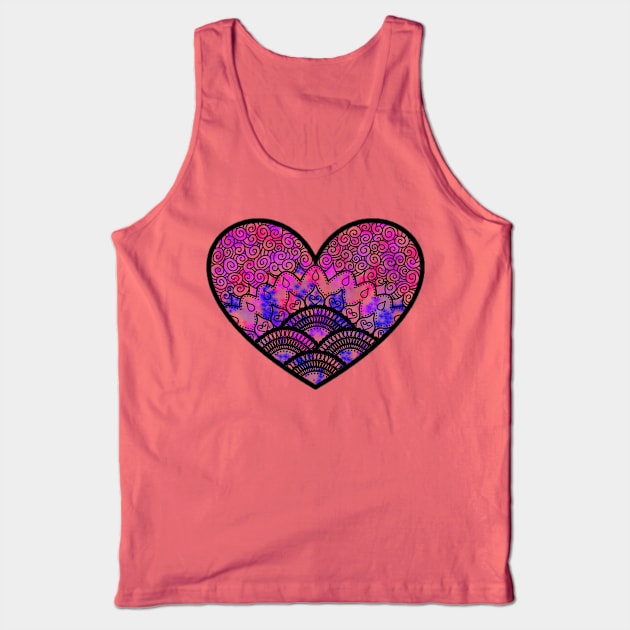 Illustrated heart black Tank Top by HazImagination